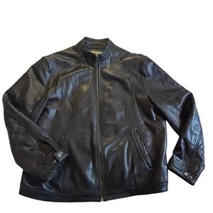 Boston Harbour Men’s Black Lamb Leather Jacket XL Zip Quilted Lined
